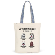 Charger l'image dans la galerie, Jusqu'à 9 chiens, Sac fourre-tout personnalisé chien, Sac fourre-tout chien, La vie plus belle avec chiens
