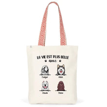 Charger l'image dans la galerie, Jusqu'à 9 chiens, Sac fourre-tout personnalisé chien, Sac fourre-tout chien, La vie plus belle avec chiens