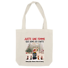 Charger l'image dans la galerie, Jusqu'à 6 Chats, Sac fourre-tout personnalisé chat, Sac fourre-tout pour Noël, Juste une femme qui aime les chats