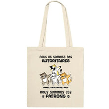 Charger l'image dans la galerie, Jusqu'à 9 chats, Sac fourre-tout chat personnalisé, Je ne suis pas autoritaire, Je suis le patron