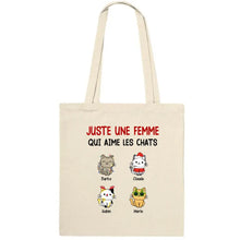 Charger l'image dans la galerie, Jusqu'à 9 chats, Sac fourre-tout chat personnalisé, Maman chat de Noël, Juste une femme qui aime les chats