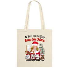 Charger l'image dans la galerie, Jusqu'à 6 chiens, Sac fourre-tout personnalisé chien, Sac fourre-tout Noël Maman Chien, Noël est meilleur Avec des chiens