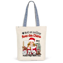 Charger l'image dans la galerie, Jusqu'à 6 chiens, Sac fourre-tout personnalisé chien, Sac fourre-tout Noël Maman Chien, Noël est meilleur Avec des chiens