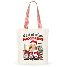 Charger l'image dans la galerie, Jusqu'à 6 chiens, Sac fourre-tout personnalisé chien, Sac fourre-tout Noël Maman Chien, Noël est meilleur Avec des chiens