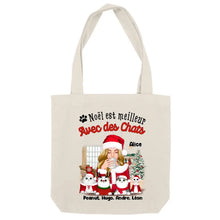 Charger l'image dans la galerie, Jusqu'à 5 chats, Sac fourre-tout personnalisé chat, Sac fourre-tout Noël Maman Chat, Noël est meilleur Avec des chats