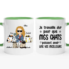 Charger l'image dans la galerie, Jusqu'à 4 chats, mug chat personnalisé, tasse maman chat, Je travaille dur pour que mon chat puisse avoir une vie meilleure