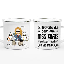 Charger l'image dans la galerie, Jusqu'à 4 chats, mug chat personnalisé, tasse maman chat, Je travaille dur pour que mon chat puisse avoir une vie meilleure