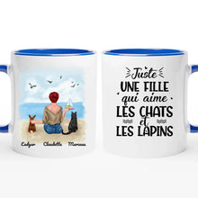 Charger l'image dans la galerie, Jusqu'à 6 animaux, mug lapin et chat personnalisé, juste une femme qui aime les chats et les lapins