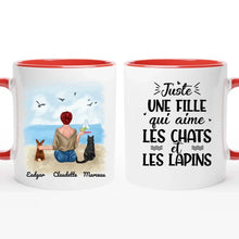 Charger l'image dans la galerie, Jusqu'à 6 animaux, mug lapin et chat personnalisé, juste une femme qui aime les chats et les lapins