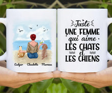 Charger l'image dans la galerie, Jusqu'à 6 animaux, mug chien et chat personnalisé, juste une femme qui aime les chats et les chiens