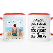 Charger l'image dans la galerie, Jusqu'à 6 animaux, mug chien et chat personnalisé, juste une femme qui aime les chats et les chiens