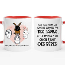 Charger l'image dans la galerie, Jusqu'à 9 lapins, noms et arts personnalisés, mug personnalisé lapin, tasse maman lapin