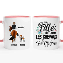 Charger l'image dans la galerie, Jusqu'à 2 chiens, mug cheval et chien personnalisable, Juste une femme qui aime les chevaux et les chiens