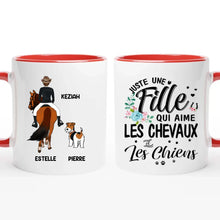 Charger l'image dans la galerie, Jusqu'à 2 chiens, mug cheval et chien personnalisable, Juste une femme qui aime les chevaux et les chiens