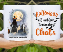 Charger l'image dans la galerie, Jusqu'à 3 chats, mug chat personnalisé, tasse Halloween maman chat, Halloween est meilleur avec des chats