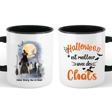 Charger l'image dans la galerie, Jusqu'à 3 chats, mug chat personnalisé, tasse Halloween maman chat, Halloween est meilleur avec des chats