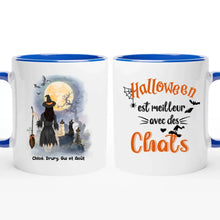 Charger l'image dans la galerie, Jusqu'à 3 chats, mug chat personnalisé, tasse Halloween maman chat, Halloween est meilleur avec des chats