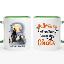 Charger l'image dans la galerie, Jusqu'à 3 chats, mug chat personnalisé, tasse Halloween maman chat, Halloween est meilleur avec des chats