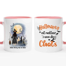Charger l'image dans la galerie, Jusqu'à 3 chats, mug chat personnalisé, tasse Halloween maman chat, Halloween est meilleur avec des chats