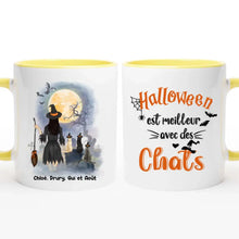 Charger l'image dans la galerie, Jusqu'à 3 chats, mug chat personnalisé, tasse Halloween maman chat, Halloween est meilleur avec des chats