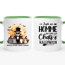 Charger l'image dans la galerie, Jusqu'à 4 chats, mug chat personnalisé, tasse papa chat Halloween, homme qui aime les chats