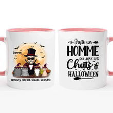 Charger l'image dans la galerie, Jusqu'à 4 chats, mug chat personnalisé, tasse papa chat Halloween, homme qui aime les chats