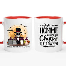 Charger l'image dans la galerie, Jusqu'à 4 chats, mug chat personnalisé, tasse papa chat Halloween, homme qui aime les chats