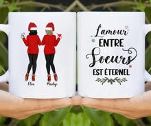 Charger l'image dans la galerie, Jusqu'à 6 filles, Noël mug personnalisé soeur, tasse soeurs personnalisées, L'amour entre Sœurs est éternel