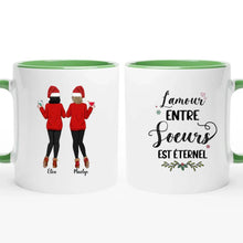 Charger l'image dans la galerie, Jusqu'à 6 filles, Noël mug personnalisé soeur, tasse soeurs personnalisées, L'amour entre Sœurs est éternel