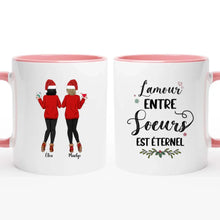 Charger l'image dans la galerie, Jusqu'à 6 filles, Noël mug personnalisé soeur, tasse soeurs personnalisées, L'amour entre Sœurs est éternel