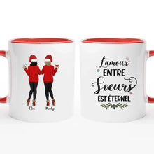 Charger l'image dans la galerie, Jusqu'à 6 filles, Noël mug personnalisé soeur, tasse soeurs personnalisées, L'amour entre Sœurs est éternel