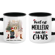 Charger l'image dans la galerie, Jusqu'à 7 chats, Mug chat personnalisé, mug maman chat, Noël est meilleur avec des chats