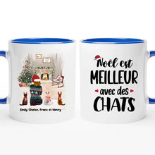 Charger l'image dans la galerie, Jusqu'à 7 chats, Mug chat personnalisé, mug maman chat, Noël est meilleur avec des chats