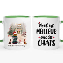 Charger l'image dans la galerie, Jusqu'à 7 chats, Mug chat personnalisé, mug maman chat, Noël est meilleur avec des chats