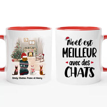Charger l'image dans la galerie, Jusqu'à 7 chats, Mug chat personnalisé, mug maman chat, Noël est meilleur avec des chats