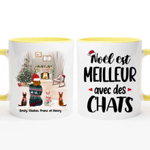 Charger l'image dans la galerie, Jusqu'à 7 chats, Mug chat personnalisé, mug maman chat, Noël est meilleur avec des chats