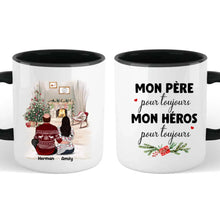 Charger l'image dans la galerie, Jusqu'à 5 filles, Mug personnalisé, Cadeaux de Noël pour papa de la part de sa fille, Mon père pour toujours, mon héros pour toujours