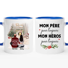 Charger l'image dans la galerie, Jusqu'à 5 filles, Mug personnalisé, Cadeaux de Noël pour papa de la part de sa fille, Mon père pour toujours, mon héros pour toujours