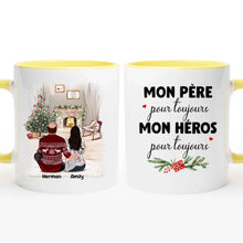 Charger l'image dans la galerie, Jusqu'à 5 filles, Mug personnalisé, Cadeaux de Noël pour papa de la part de sa fille, Mon père pour toujours, mon héros pour toujours