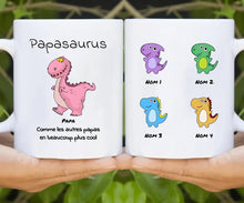Charger l'image dans la galerie, Jusqu'à 9 enfants, petits-enfants, Mug magique personnalisé, Papasaurus, Papysaurus Tasse