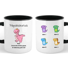 Charger l'image dans la galerie, Jusqu'à 9 enfants, petits-enfants, Mug magique personnalisé, Papasaurus, Papysaurus Tasse