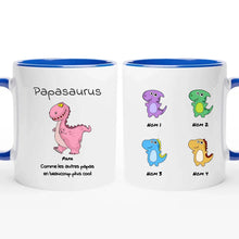 Charger l'image dans la galerie, Jusqu'à 9 enfants, petits-enfants, Mug magique personnalisé, Papasaurus, Papysaurus Tasse