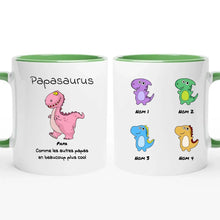Charger l'image dans la galerie, Jusqu'à 9 enfants, petits-enfants, Mug magique personnalisé, Papasaurus, Papysaurus Tasse