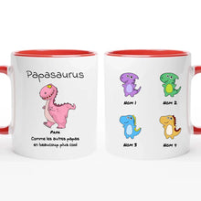 Charger l'image dans la galerie, Jusqu'à 9 enfants, petits-enfants, Mug magique personnalisé, Papasaurus, Papysaurus Tasse