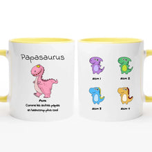 Charger l'image dans la galerie, Jusqu'à 9 enfants, petits-enfants, Mug magique personnalisé, Papasaurus, Papysaurus Tasse