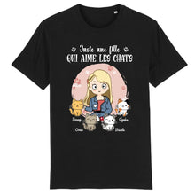 Charger l'image dans la galerie, T-shirt Noir Personnalisé pour Amoureux des Chats - Jusqu'à 12 Chats, Design Unique