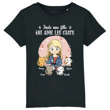 Charger l'image dans la galerie, T shirt Noir Personnalisé pour Amoureux des Chats - Jusqu'à 12 Chats, Design Unique