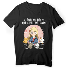 Charger l'image dans la galerie, V-neck Noir Personnalisé pour Amoureux des Chats - Jusqu'à 12 Chats, Design Unique