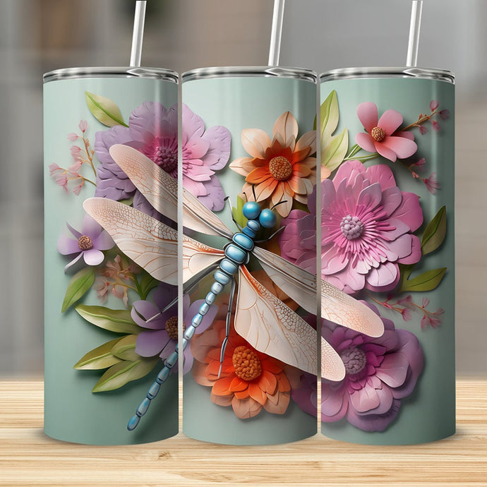 3D Libellule Gobelet en acier inoxydable 600ml, Libellule Tasse de voyage