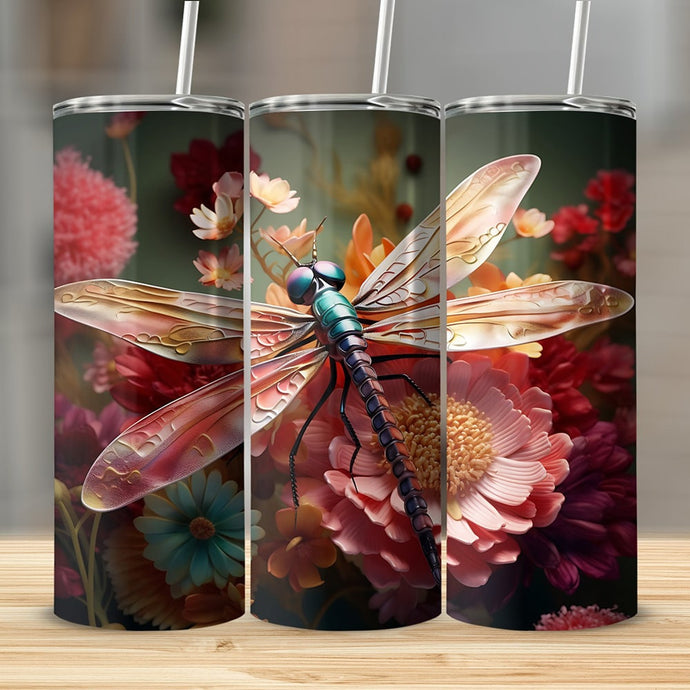 3D Libellule Gobelet en acier inoxydable 600ml, Libellule Tasse de voyage